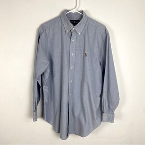 Ralph Lauren Classic Fit Blue Chambray Shirt Button Down Business Casual 16.5